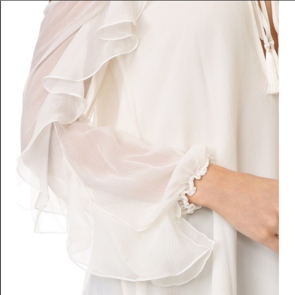 Beautiful Haute Hippie blouse- off-the-shoulder chiffon blouse, size M - Picture 6 of 8